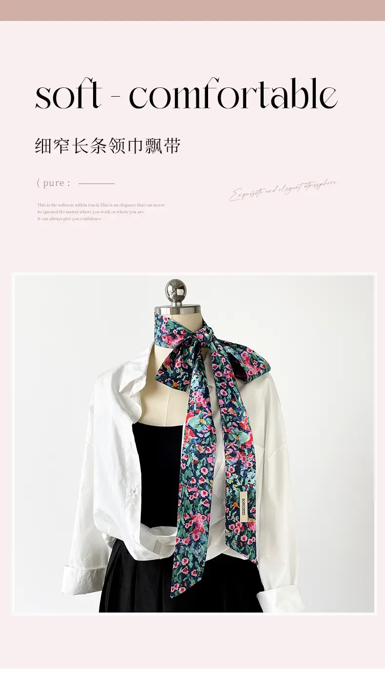 Women's Small Floral Cotton Silk Scarf — feature 4