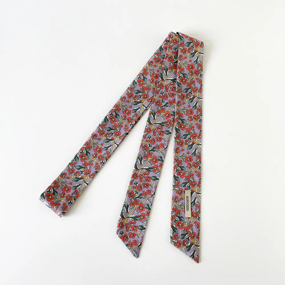 Women's Small Floral Cotton Silk Scarf