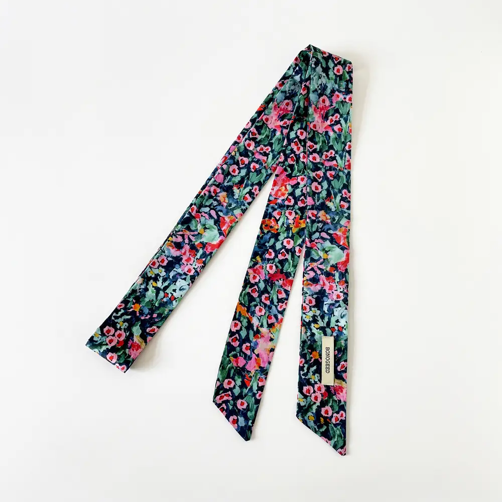 Women's Small Floral Cotton Silk Scarf
