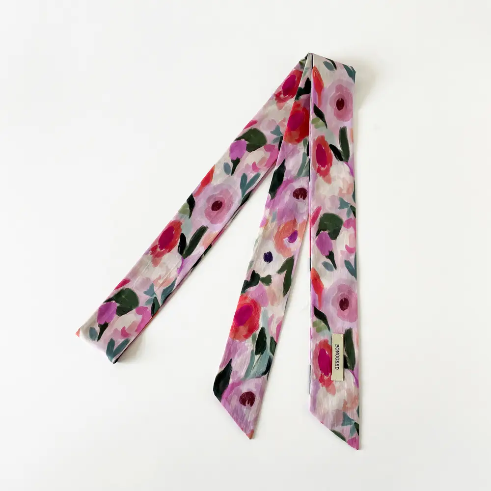 Women's Small Floral Cotton Silk Scarf
