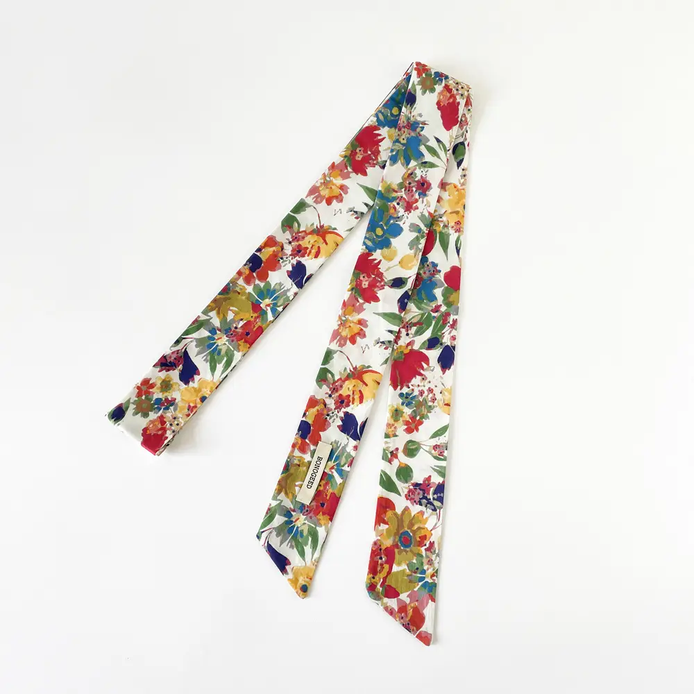 Women's Small Floral Cotton Silk Scarf