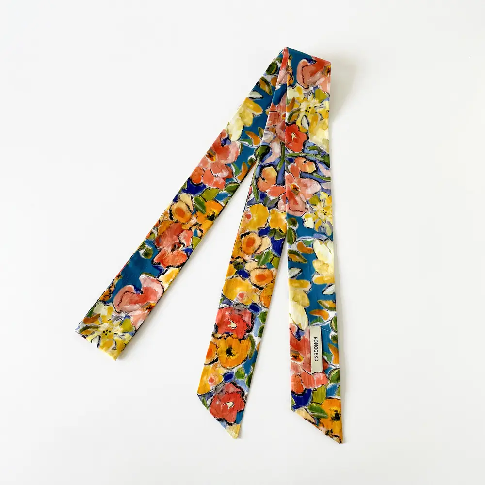 Women's Small Floral Cotton Silk Scarf