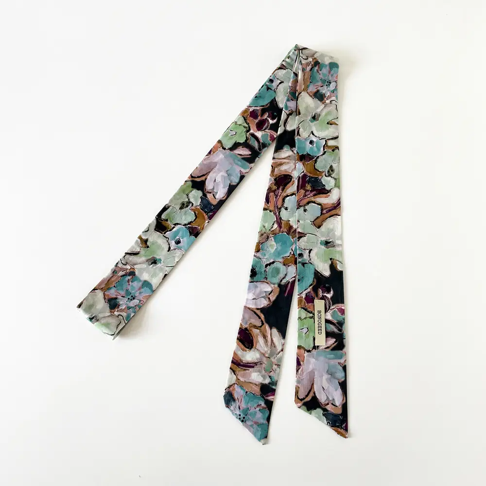 Women's Small Floral Cotton Silk Scarf