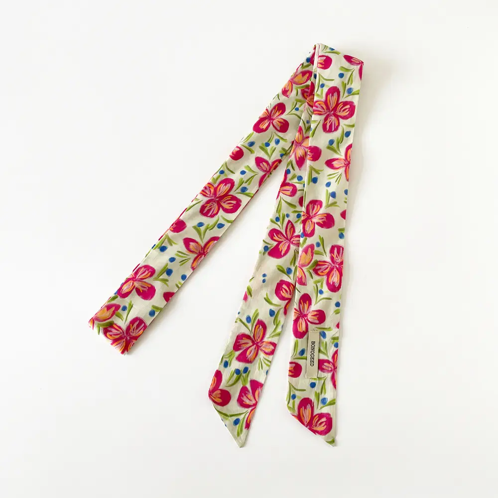 Women's Small Floral Cotton Silk Scarf