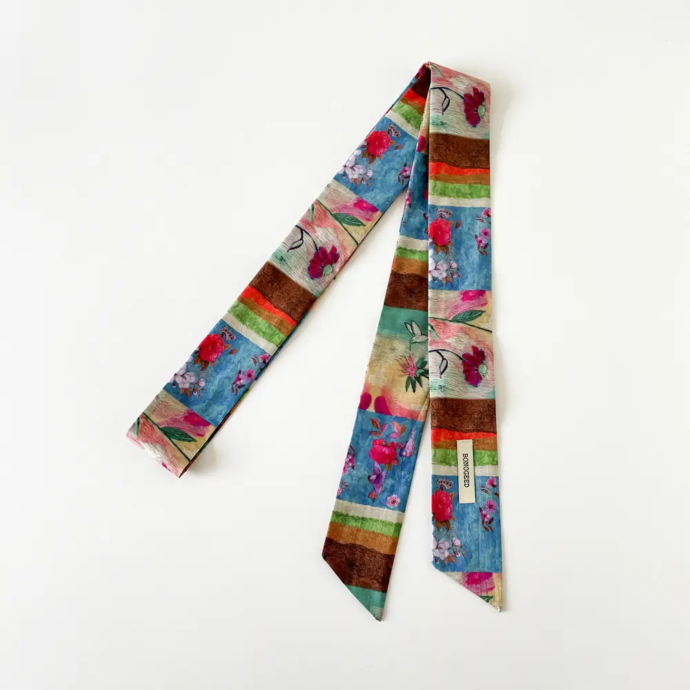 Women's Small Floral Cotton Silk Scarf