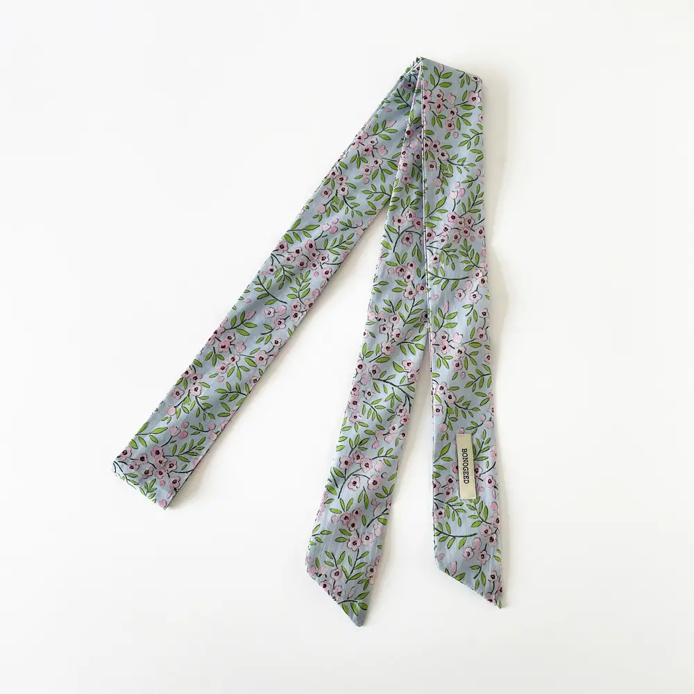 Women's Small Floral Cotton Silk Scarf
