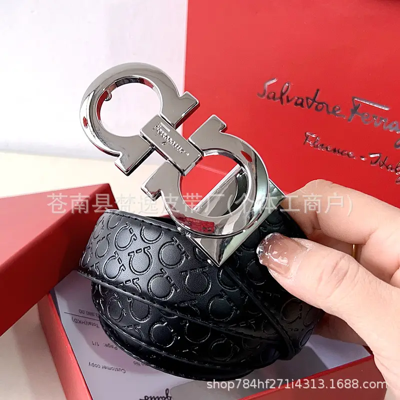 Men's Genuine Leather Belt with 8-Shaped Buckle - Image 2