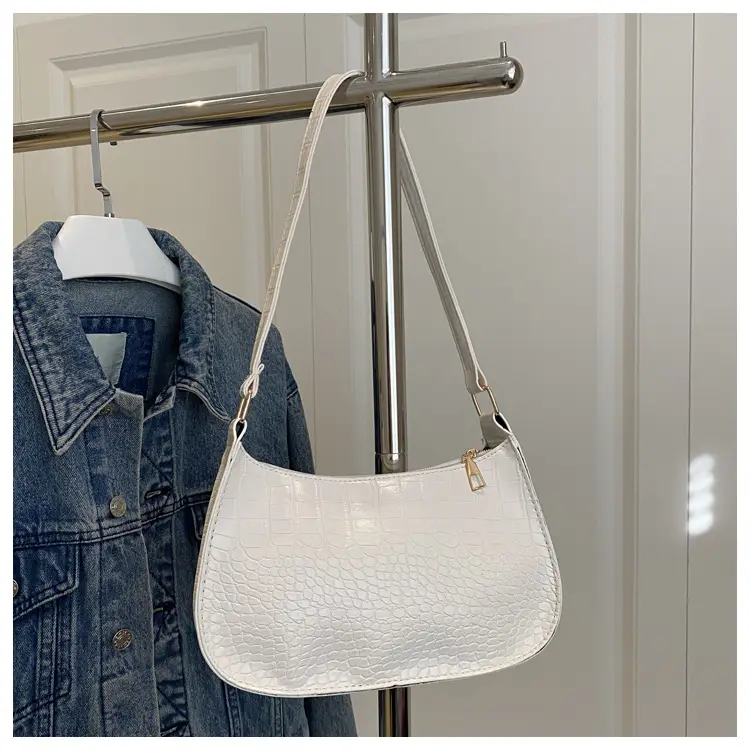 Women's Blue Croc Texture Shoulder Bag 2025 Spring — feature 11