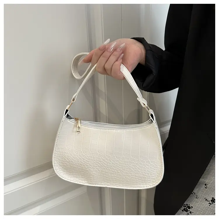 Women's Blue Croc Texture Shoulder Bag 2025 Spring — feature 14