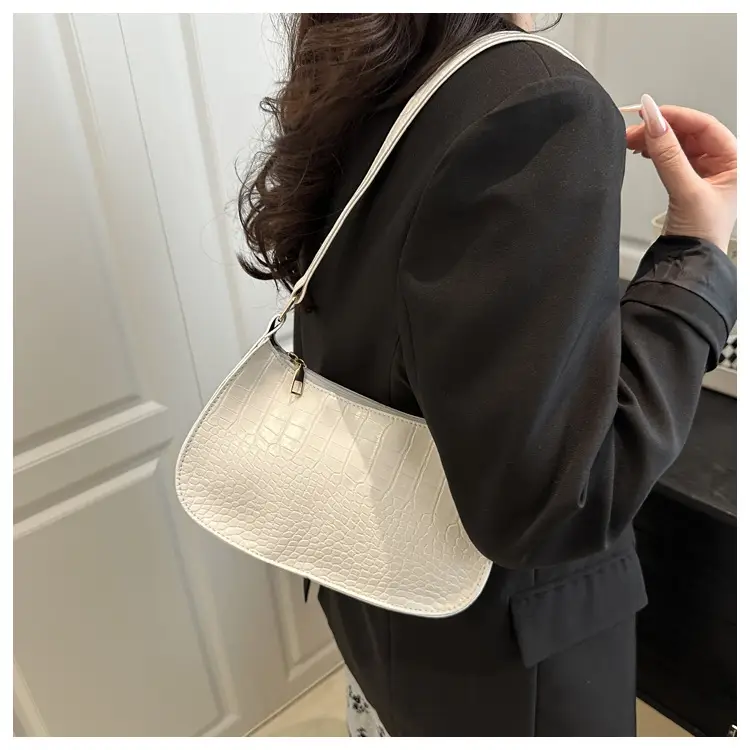Women's Blue Croc Texture Shoulder Bag 2025 Spring — feature 16