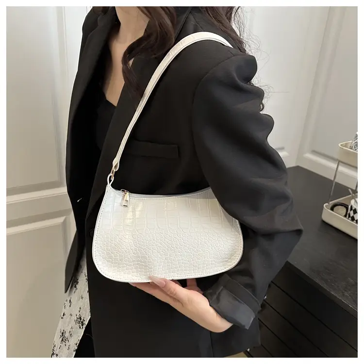 Women's Blue Croc Texture Shoulder Bag 2025 Spring — feature 18