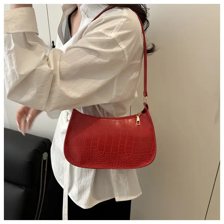 Women's Blue Croc Texture Shoulder Bag 2025 Spring — feature 25