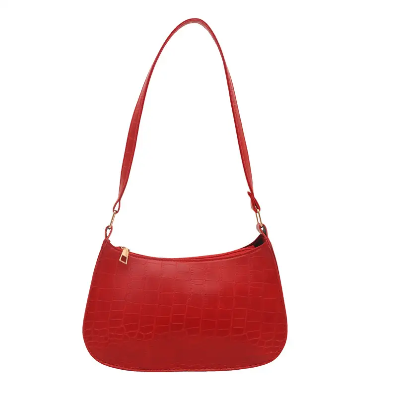 Women's Blue Croc Texture Shoulder Bag 2025 Spring - Image 3
