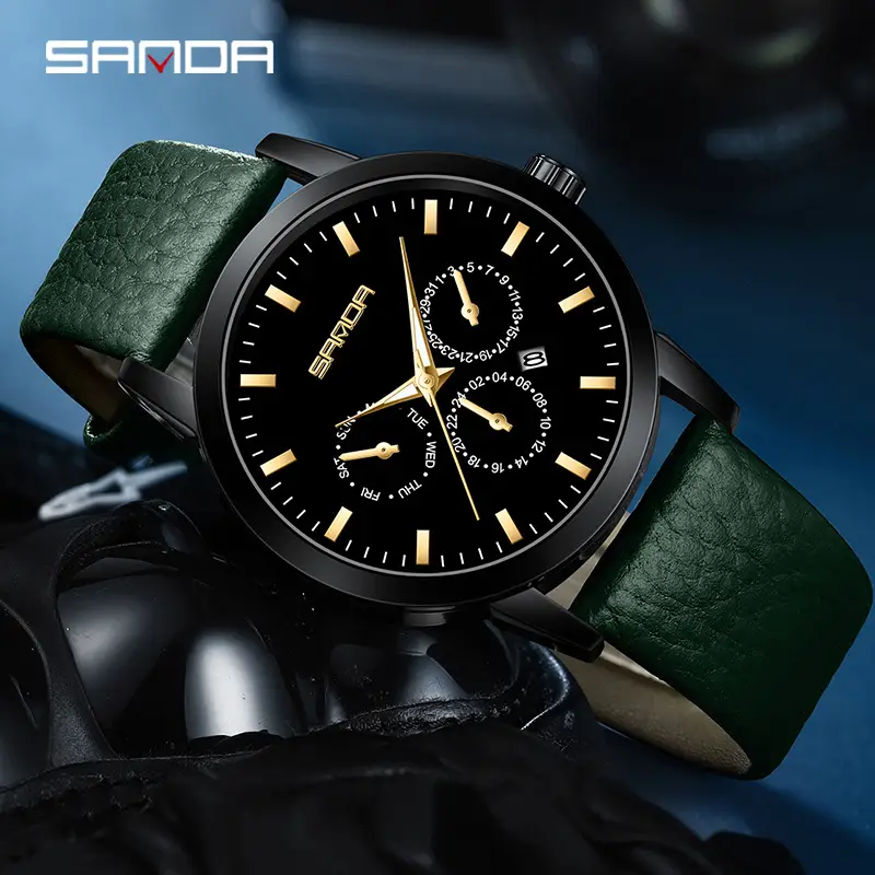 Sanda Men's Black Quartz Watch Waterproof 30m - Image 6