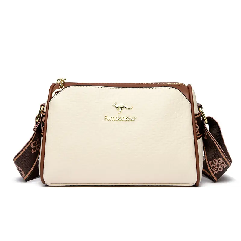 Women's Black Textured Shoulder Bag with Brown Trim - Image 2
