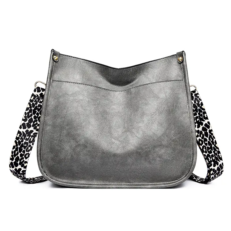 Retro Black Crossbody Bag with Geometric Strap