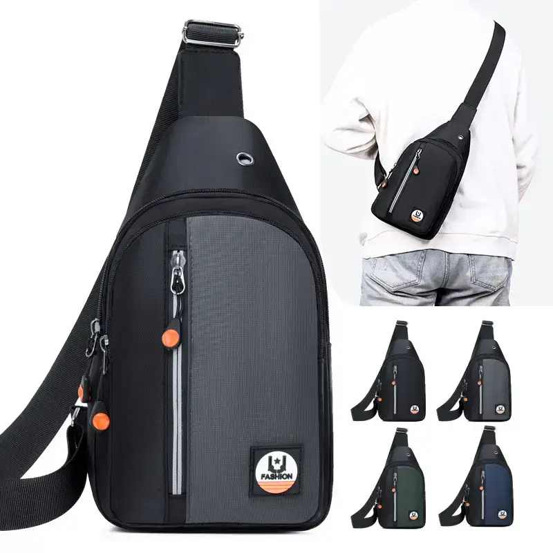 Men's Black Crossbody Bag with Adjustable Sling - Image 6