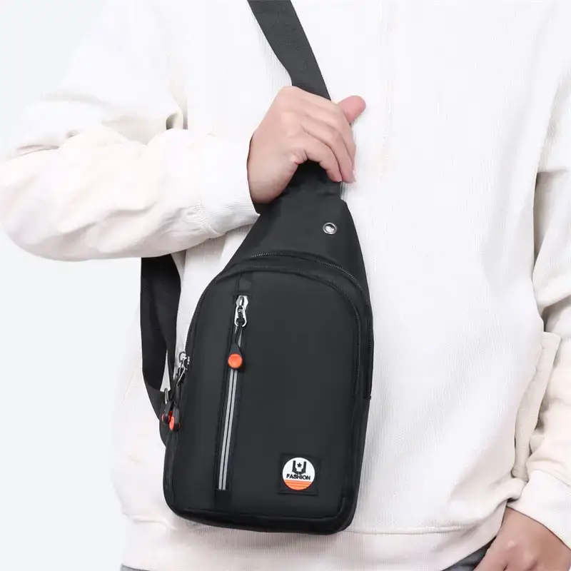 Men's Black Crossbody Bag with Adjustable Sling - Image 7