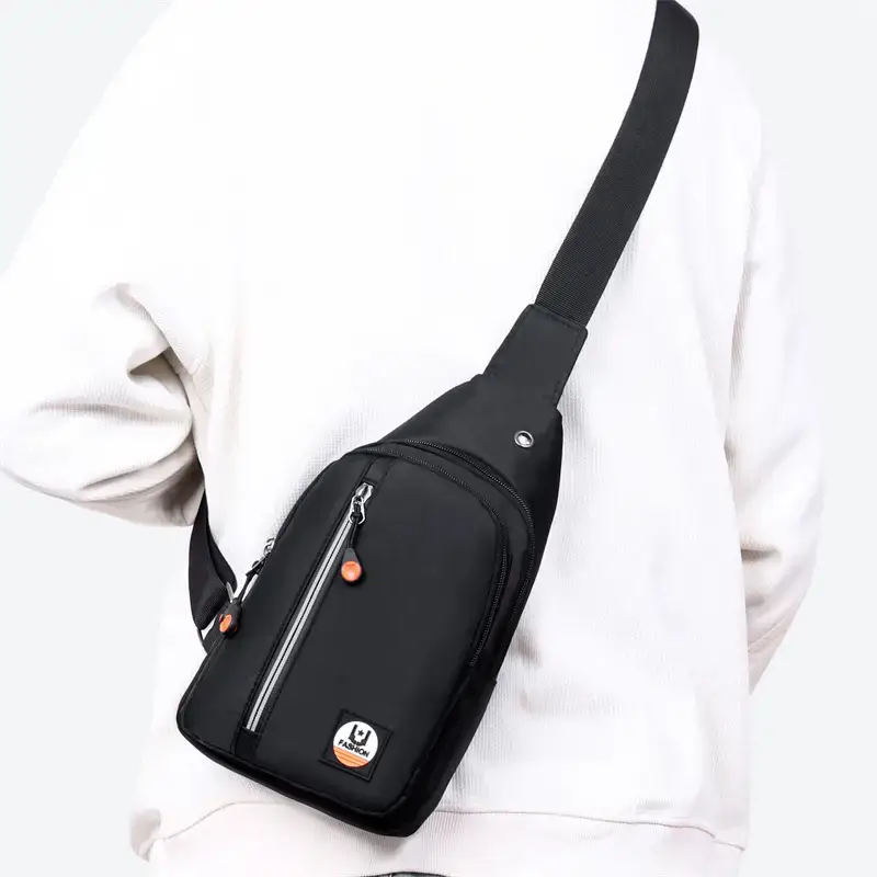 Men's Black Crossbody Bag with Adjustable Sling - Image 8