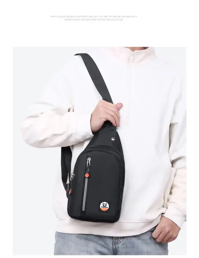 Men's Black Crossbody Bag with Adjustable Sling — feature 15