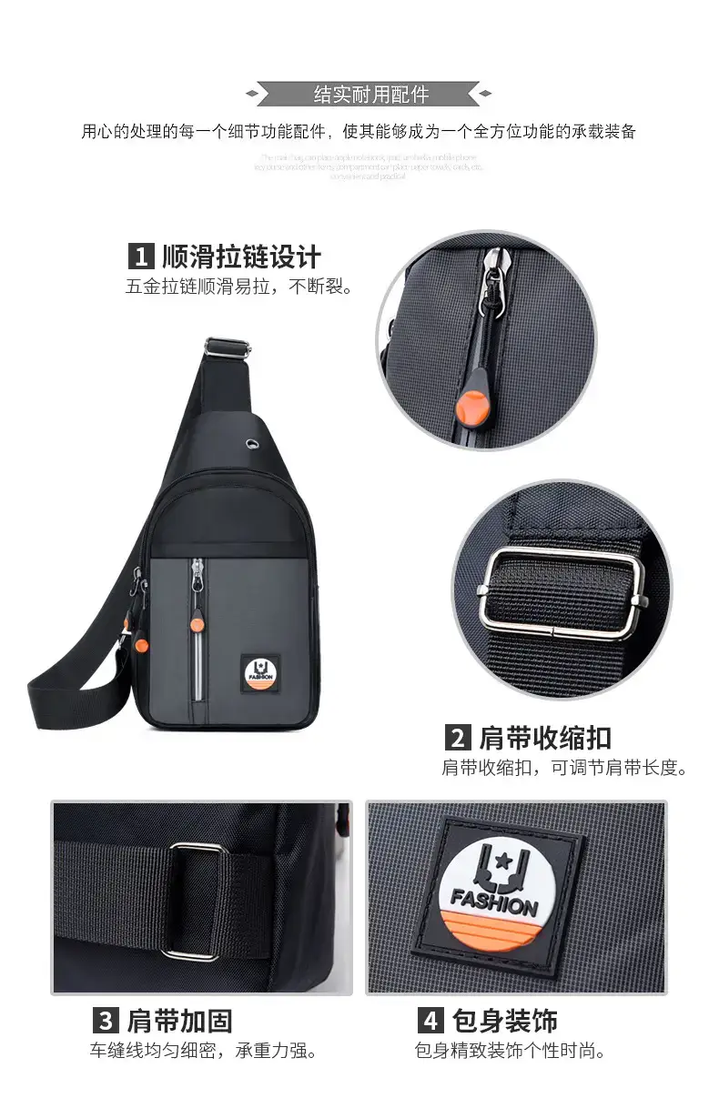Men's Black Crossbody Bag with Adjustable Sling — feature 8