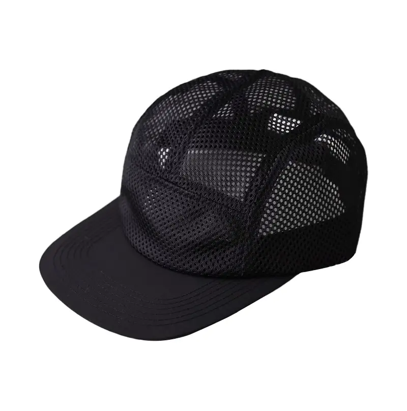 Men's Black Mesh Trucker Cap with Eaves - Image 7