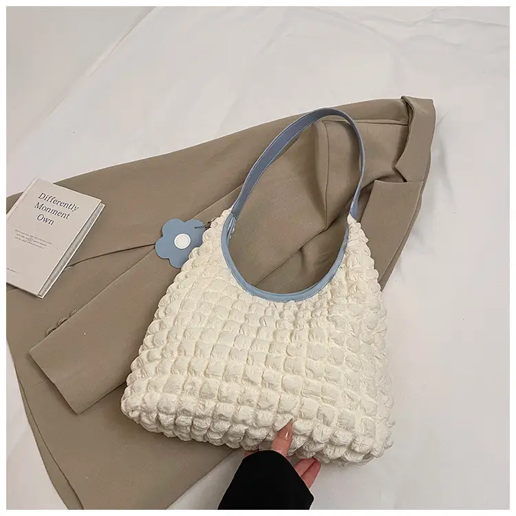Pink Bubble Plaid Shoulder Bag for Women — feature 10