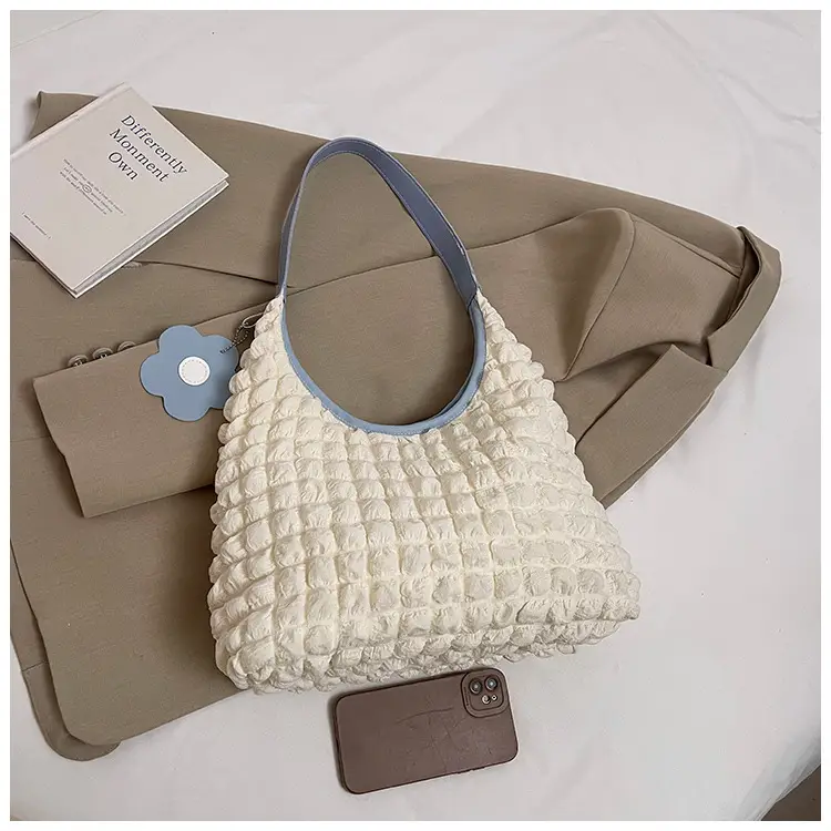Pink Bubble Plaid Shoulder Bag for Women — feature 11