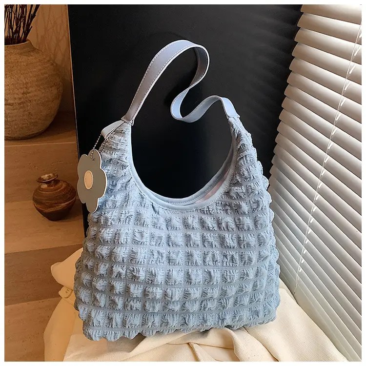 Pink Bubble Plaid Shoulder Bag for Women - Image 2