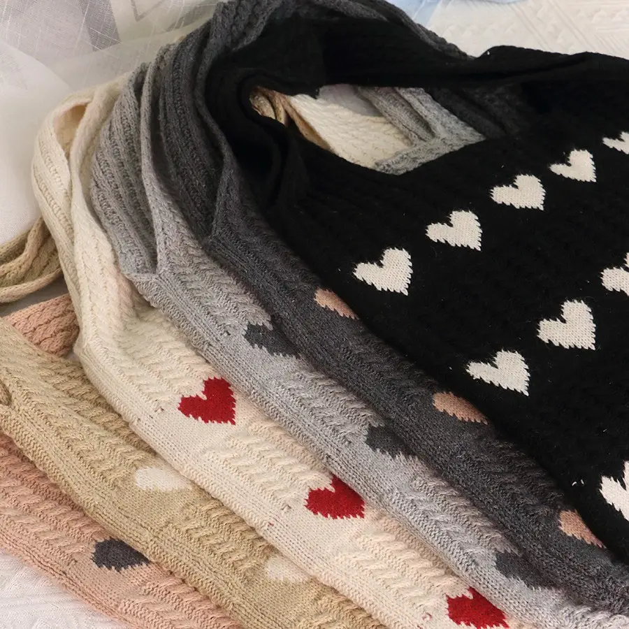 2025 Knitted Love Tote Bag Small Fresh Casual Fashion - Image 8