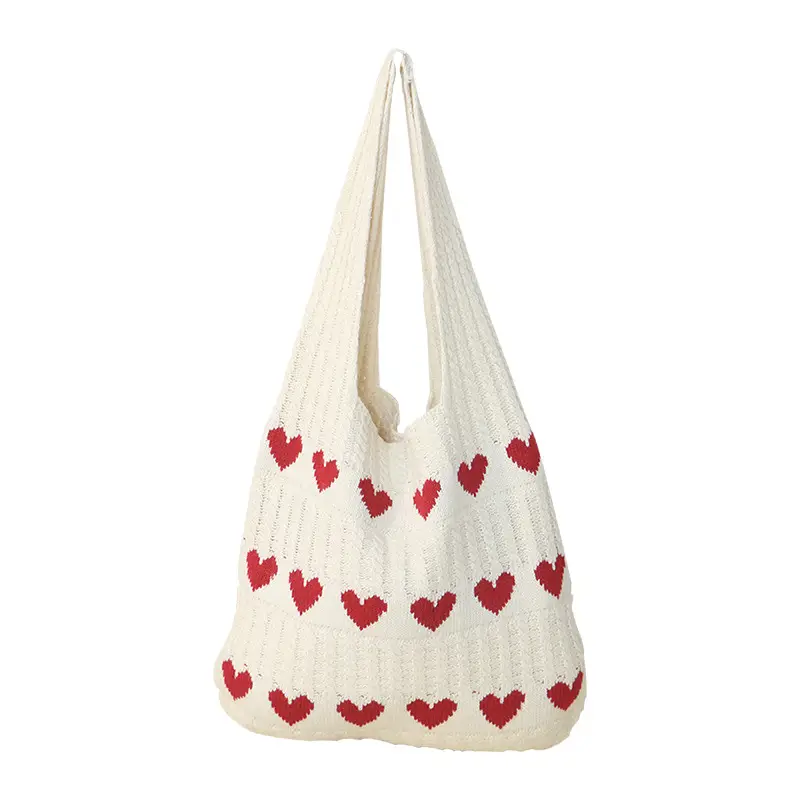2025 Knitted Love Tote Bag Small Fresh Casual Fashion - Image 10