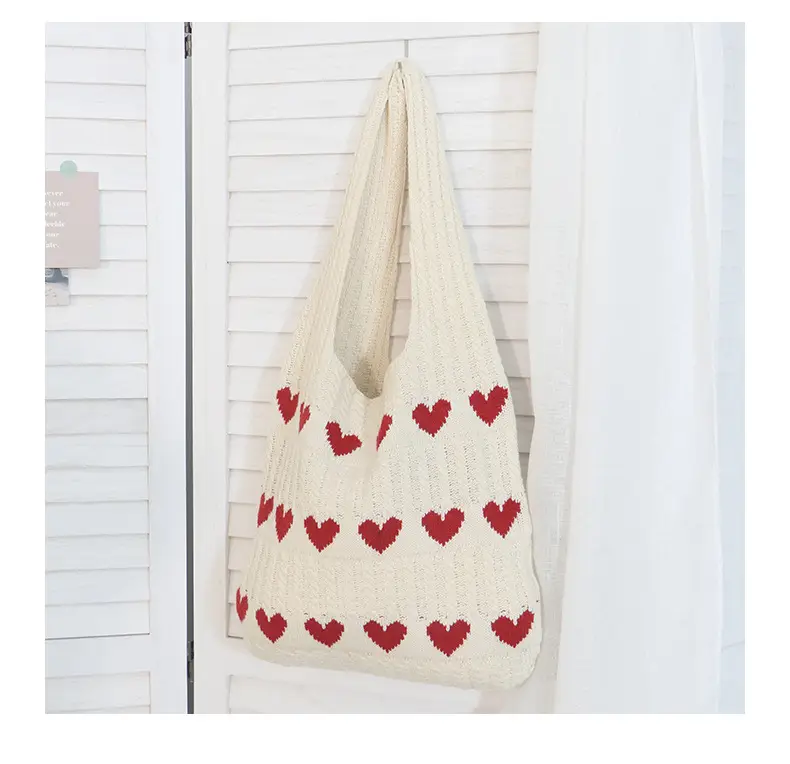 2025 Knitted Love Tote Bag Small Fresh Casual Fashion — feature 10