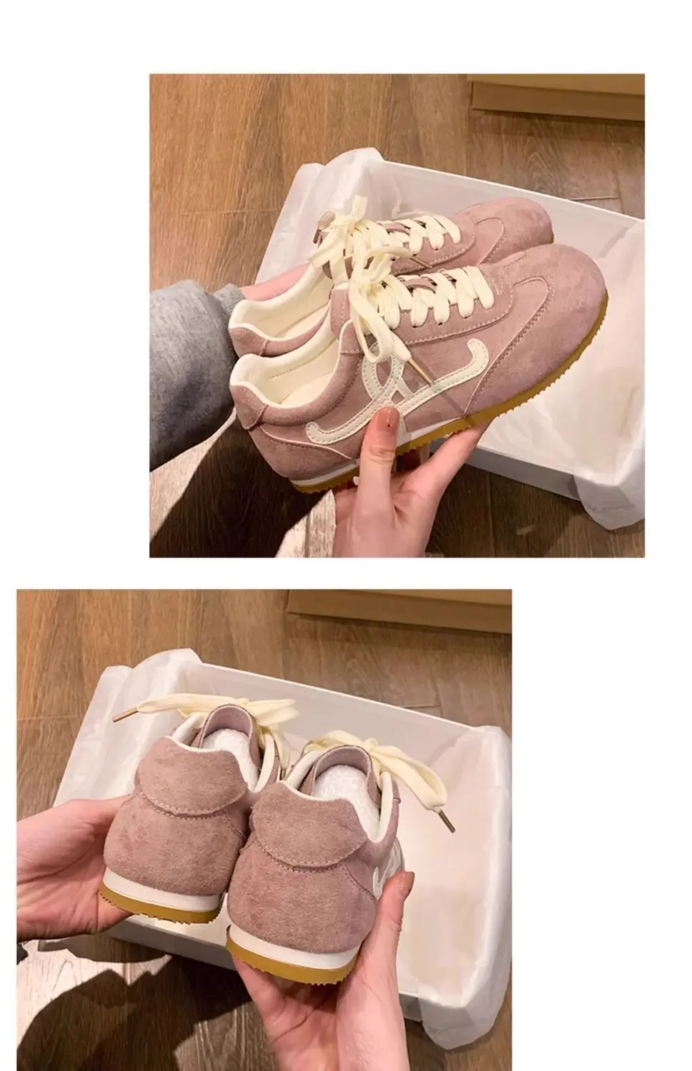 Women Pink German Training Shoes Flat Casual Sports Leather Panel — feature 12