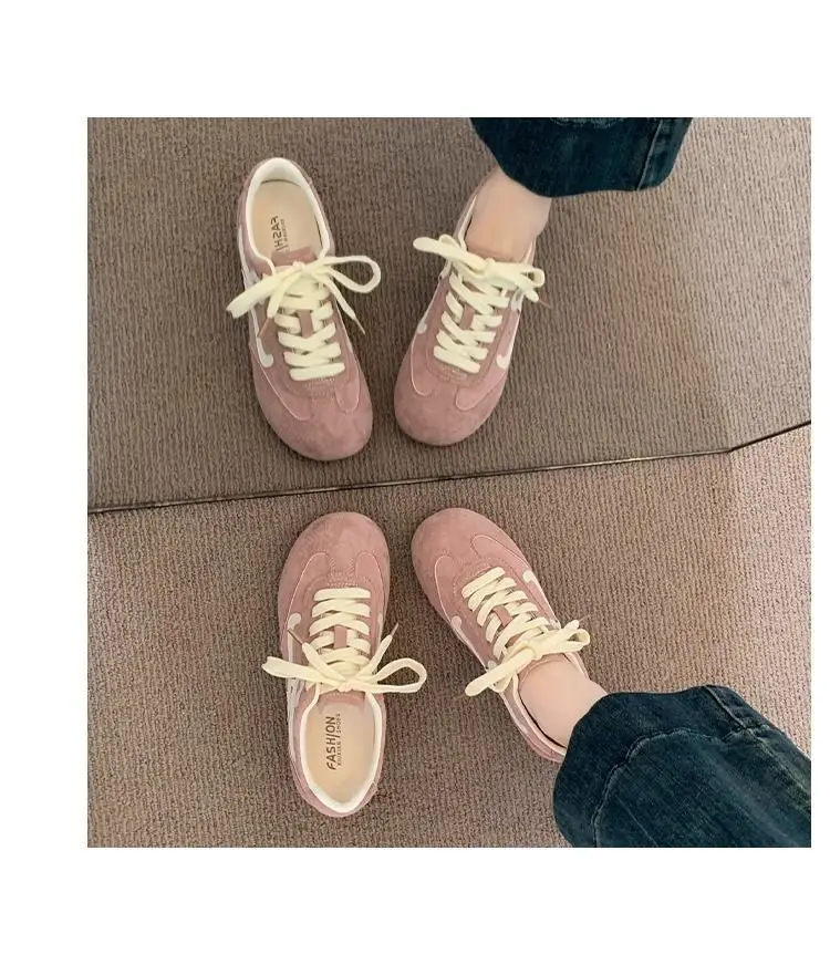 Women Pink German Training Shoes Flat Casual Sports Leather Panel — feature 6