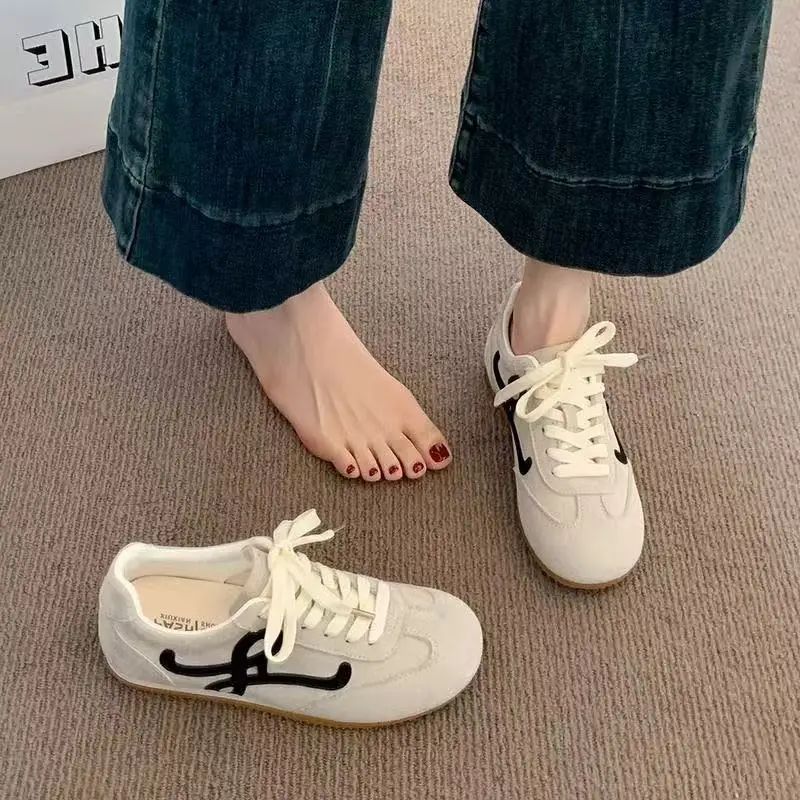 Women Pink German Training Shoes Flat Casual Sports Leather Panel - Image 2