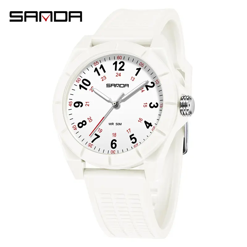 Sanda Green Silicone 3-Hand Watch for Men Women - Image 4