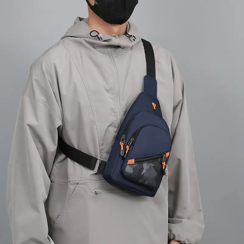 Multi-Layer Chest Bag for Daily Use, Black with Orange Accents - Image 6