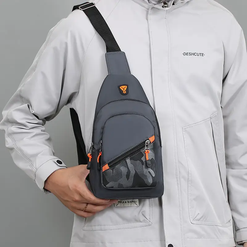 Multi-Layer Chest Bag for Daily Use, Black with Orange Accents - Image 7