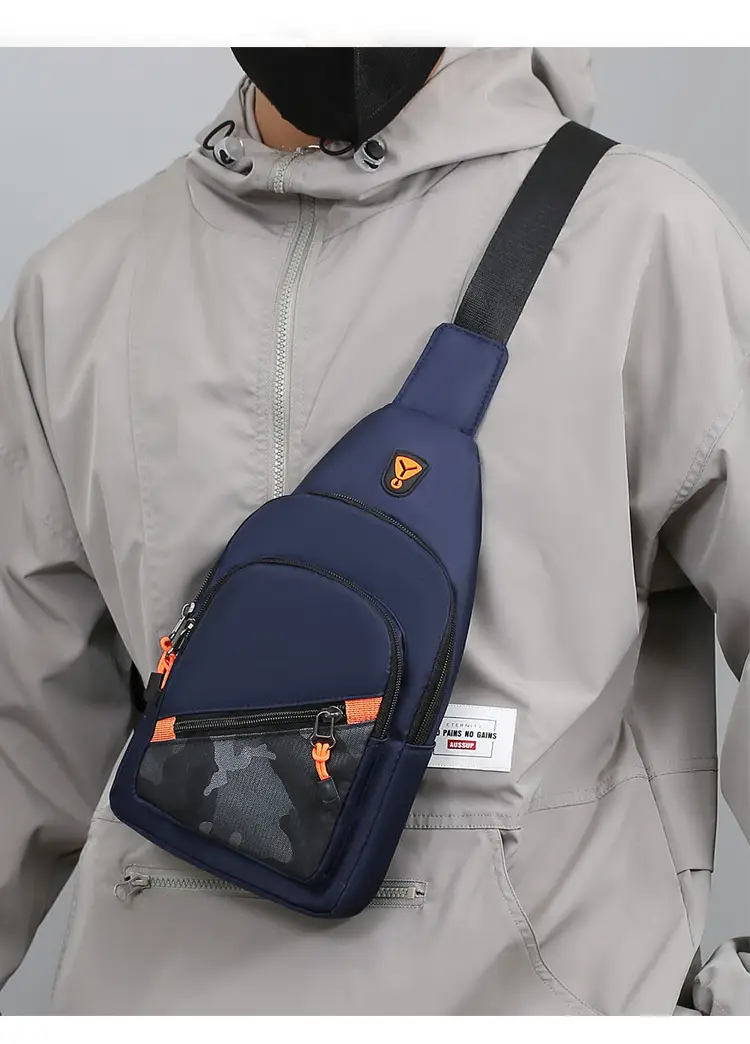 Multi-Layer Chest Bag for Daily Use, Black with Orange Accents — feature 11