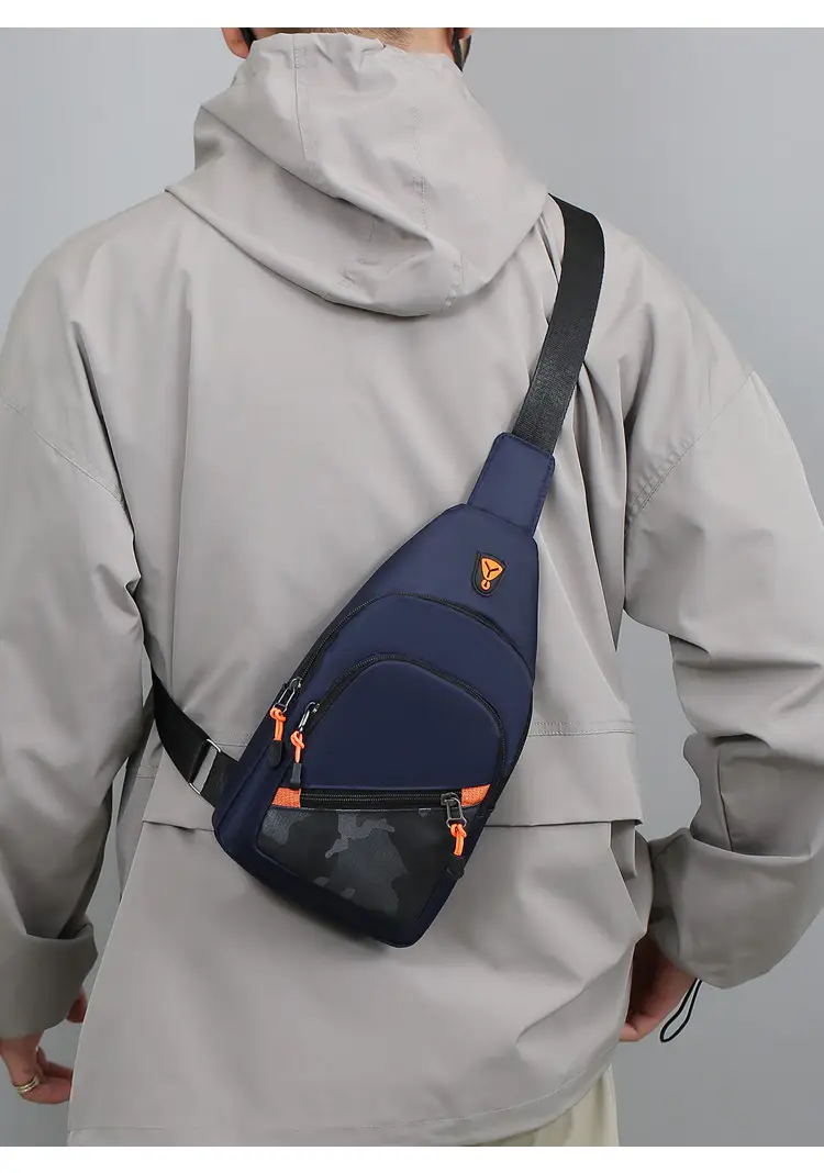 Multi-Layer Chest Bag for Daily Use, Black with Orange Accents — feature 12