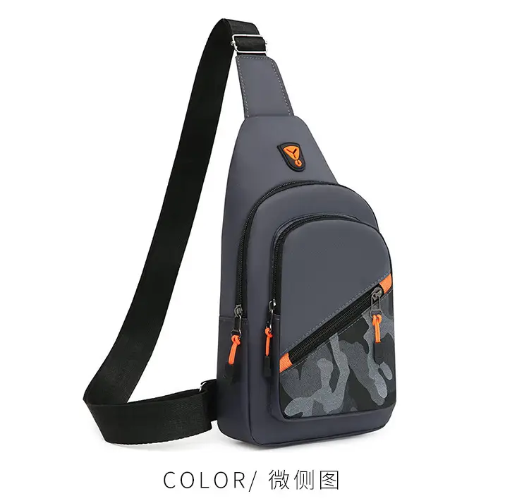 Multi-Layer Chest Bag for Daily Use, Black with Orange Accents — feature 19