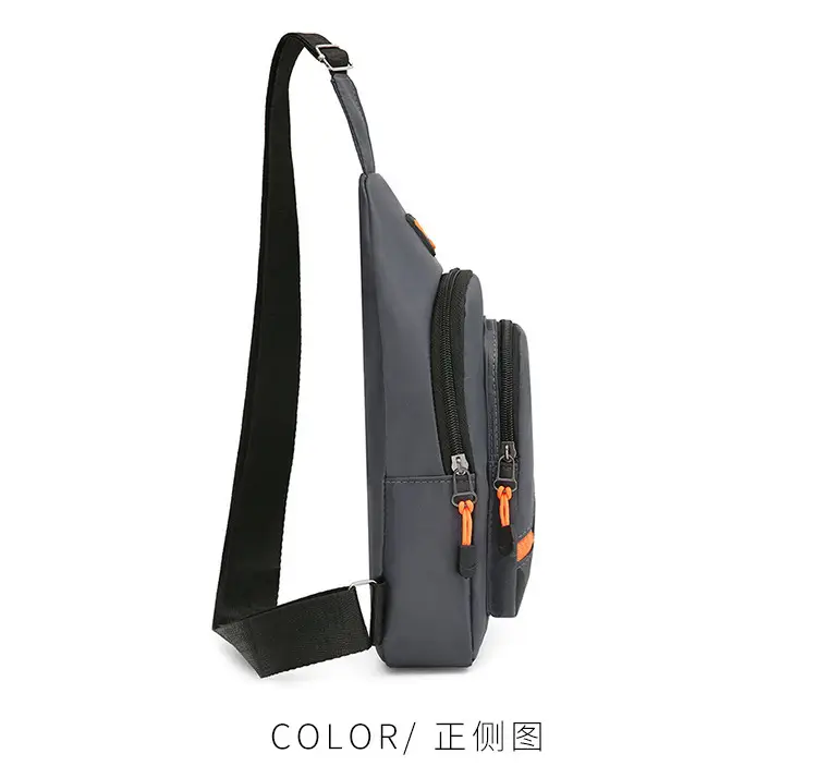Multi-Layer Chest Bag for Daily Use, Black with Orange Accents — feature 20