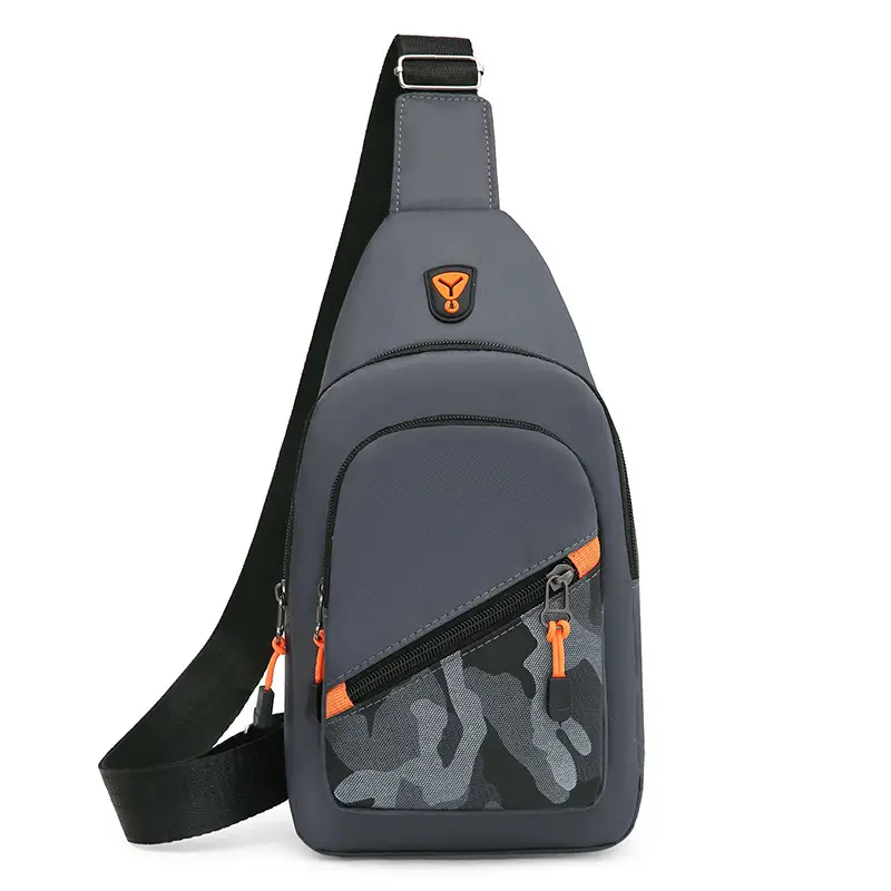 Multi-Layer Chest Bag for Daily Use, Black with Orange Accents - Image 2