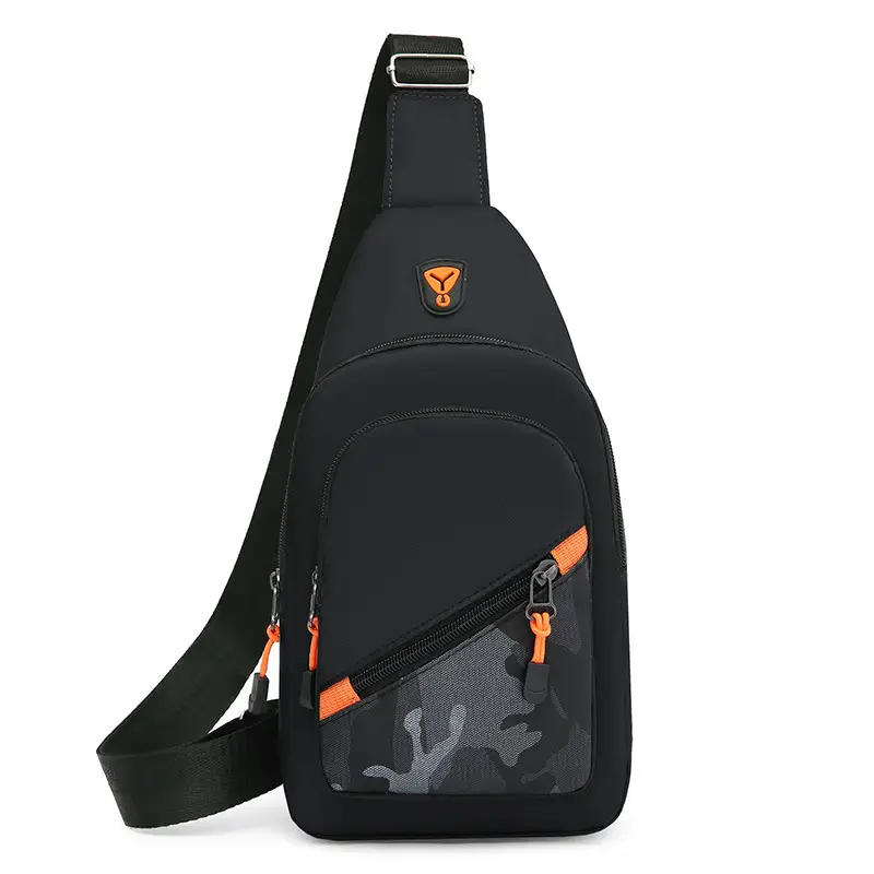 Multi-Layer Chest Bag for Daily Use, Black with Orange Accents - Image 3