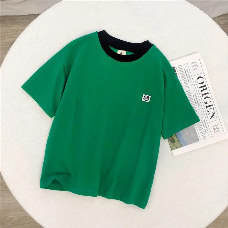 Black Haima Boys T-Shirt Striped Cotton Green White — feature 4