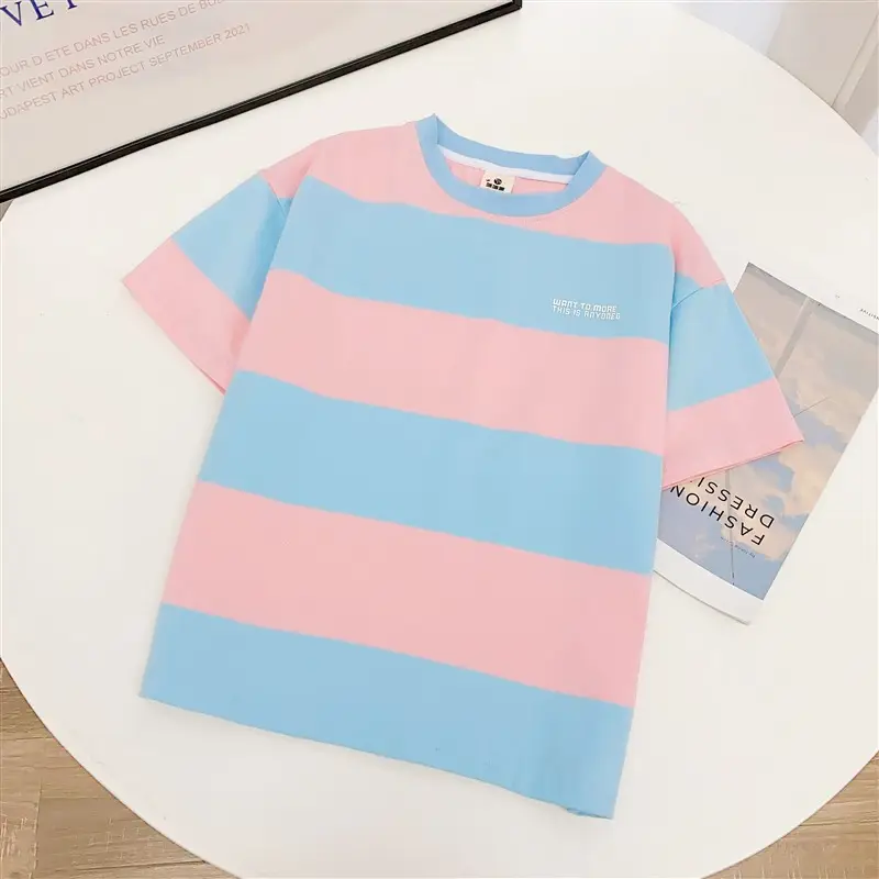 Black Haima Boys T-Shirt Striped Cotton Green White - Image 3
