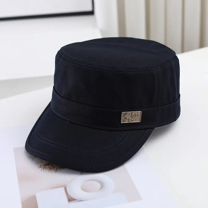 Women's Black Embroidered Baseball Cap with Wide Brim