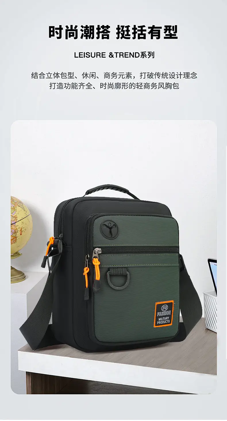 Waterproof Oxford Cloth Shoulder Bag for Men Green — feature 5