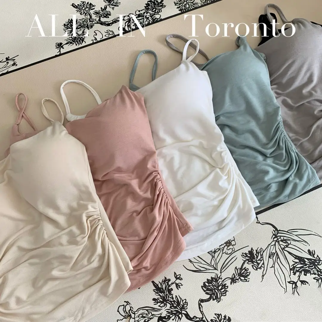 Small Fresh and Pure Small Camisole Women's Sexy Outer Wear with Chest Pad Slim Fit Pleated Base Slimming Top — feature 6