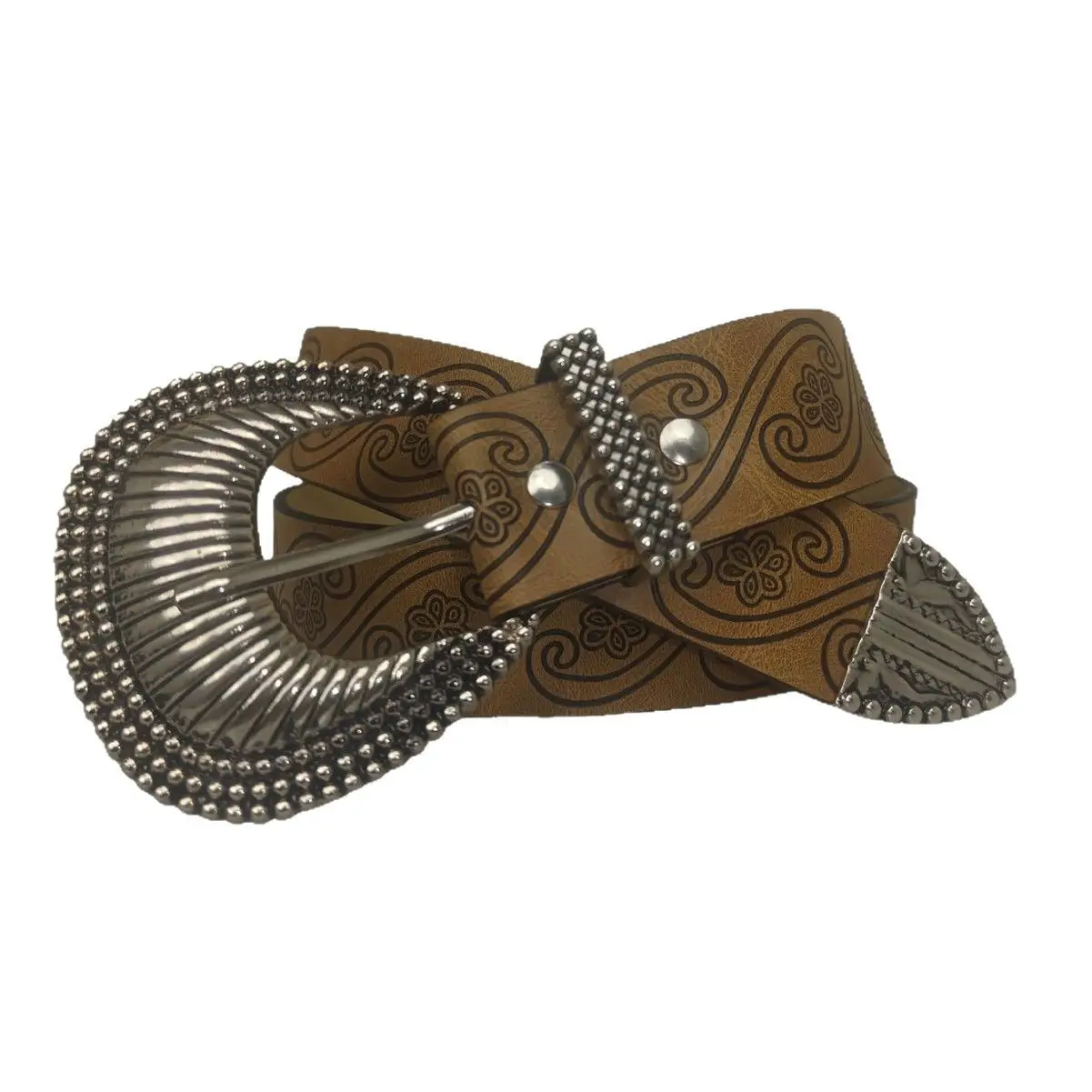 Vintage Metal Buckle Belt with Printed Design - Image 4